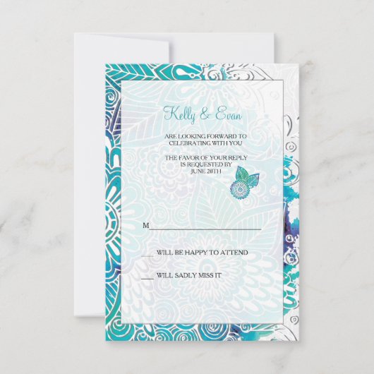 水色ファンタジー応答カード 招待状 (正面)