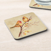 水色フィンチバードワイルドライフ自然アートフォン コースター (左側)