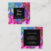 水色フェイクインクの金ゴールドダスト スクエア名刺 (正面/裏面)