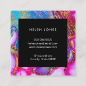 水色フェイクインクの金ゴールドダスト スクエア名刺 (裏面)