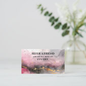 水色フェイク金ゴールドイニシャル紹介カード 名刺 (スタンド正面)