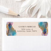 水色フェイク金ゴールド箔差出人住所ラベル ラベル (インサイチュ)