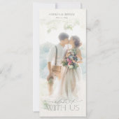 水色フォトマスクグレー結婚フローラ 招待状 (正面)