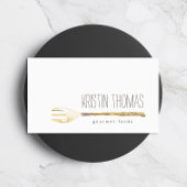 水色フォークケータリング、シェフ、フードビジネスカード 名刺