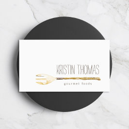 水色フォークケータリング、シェフ、フードビジネスカード 名刺