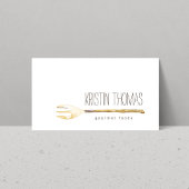 水色フォークケータリング、シェフ、フードビジネスカード 名刺