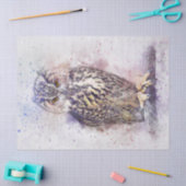 水色フクロウのデコページ 薄葉紙 (クラフト)