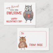 水色フクロウパン教室バレンタインカードパック コーリングカード (正面/裏面)