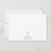 水色フクロウ優先度ノートカードブルー サンキューカード (裏面)