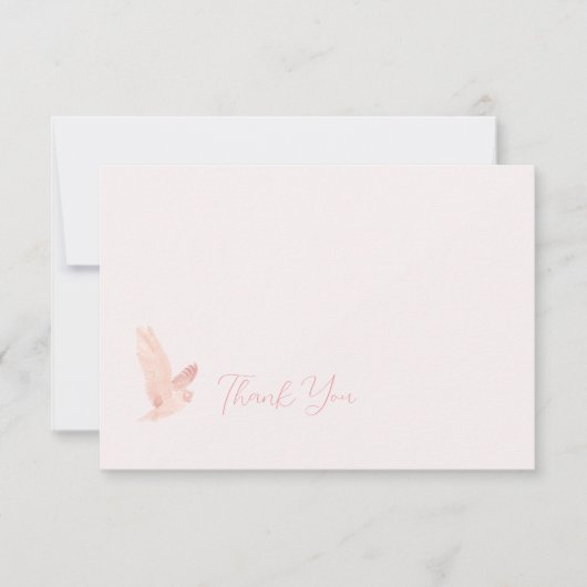 水色フクロウ優先度ノートカードレッド サンキューカード (正面)