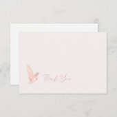 水色フクロウ優先度ノートカードレッド サンキューカード (正面/裏面)