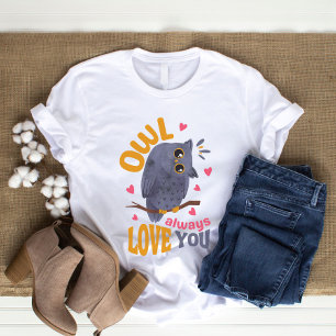 水色フクロウ愛パンフクロウいつも愛 トライブレンドTシャツ