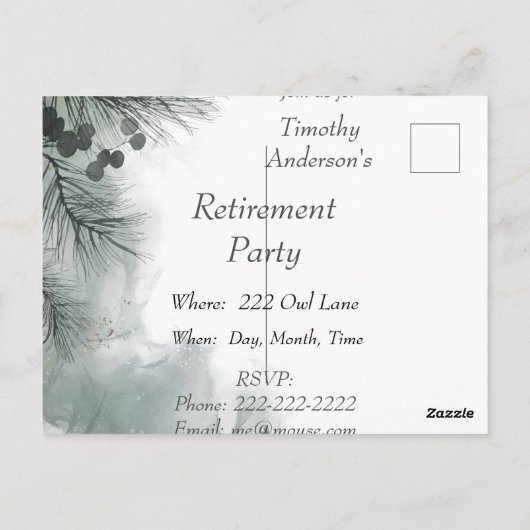 水色フクロウ鳥の野生動物自然ありがとう ポストカード (裏面)