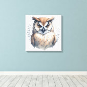 水色フクロウ キャンバスプリント (インサイチュ (ウッドフロア))