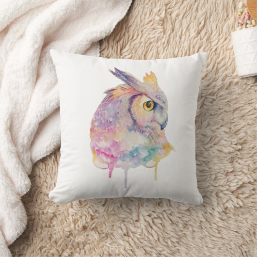 水色フクロウ クッション (ブランケット)