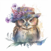 水色フクロウ シール (正面)