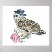 水色フクロウ ポスター (正面)