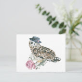 水色フクロウ ポストカード (スタンド正面)