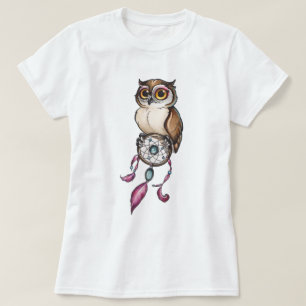水色フクロウ Tシャツ