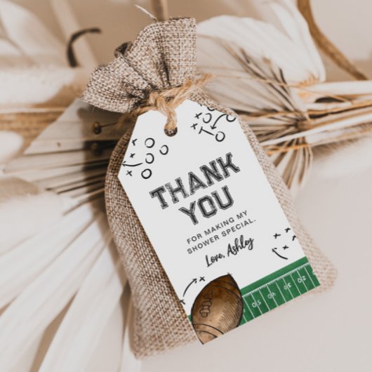 水色フットボール赤ちゃんシャワーメッセージカード ギフトタグ