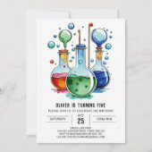 水色フラスクディスカバリーサイエンティスト誕生日 招待状 (正面)