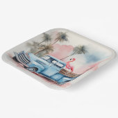 水色フラミンゴインレトロブルートラック ペーパープレート (傾斜あり)