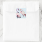 水色フラミ絵を描ンゴの鳥 スクエアシール (バッグ)