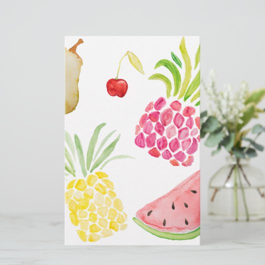 水色フルーツさくらんぼパイナップルスイカ 便箋 (スタンド正面)
