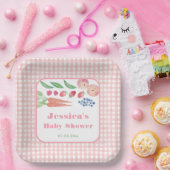 水色フルーツ野菜ガーデンガールベビーシャワー ペーパープレート (パーティー)