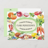 水色フルーツ野菜レシピカード ポストカード (正面/裏面)