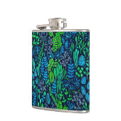 水色フローラのドットの暗い背景 フラスク (左)