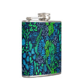 水色フローラのドットの暗い背景 フラスク (右)