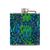 水色フローラのドットの暗い背景 フラスク (裏面)