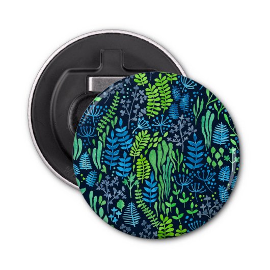 水色フローラのドットの暗い背景 栓抜き (正面)