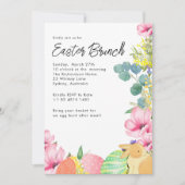 水色フローライースターエッグバニーイースターブランチ 招待状 (正面)