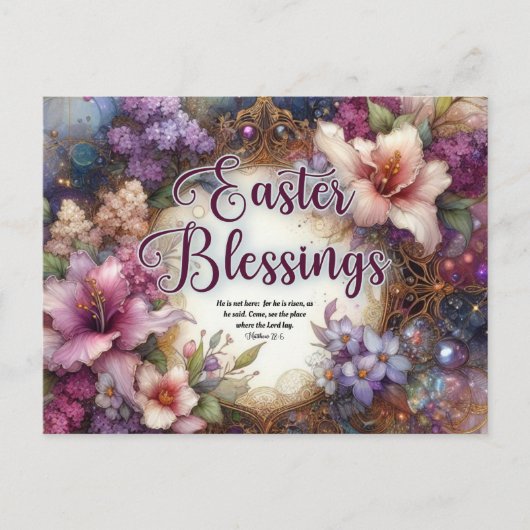 水色フローライースター恵みクリスチャン シーズンポストカード (正面)