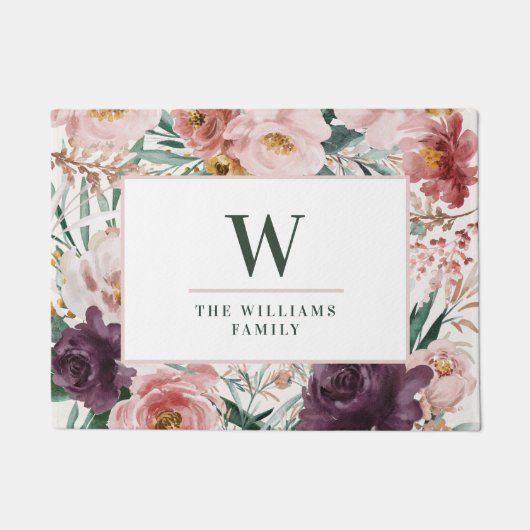 水色フローラエレガントベーキングレシピpl ドアマット (正面)