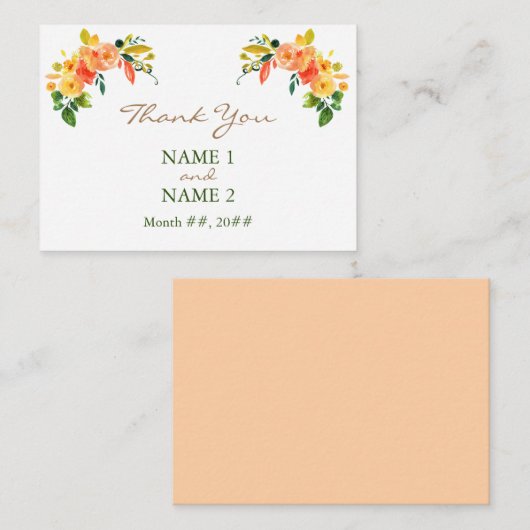 水色フローラオレンジありがとうエンクロージャカード エンクロージャーカード (正面/裏面)