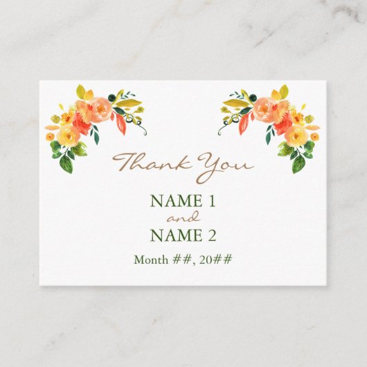 水色フローラオレンジありがとうエンクロージャカード エンクロージャーカード (正面)