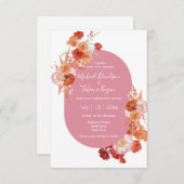 水色フローラオレンジピスタイリッシュッ結婚ク 招待状 (正面/裏面)