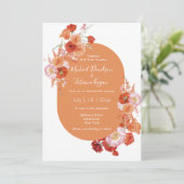 水色フローラオレンジピモダンッ結婚ク 招待状 (スタンド正面)