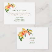 水色フローラオレンジ色披露宴エンクロージャカード エンクロージャーカード (正面/裏面)