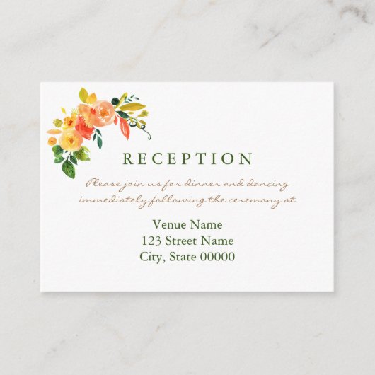 水色フローラオレンジ色披露宴エンクロージャカード エンクロージャーカード (正面)