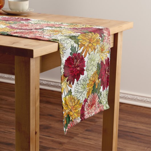 水色フローラカラフルモダン植物学 ショートテーブルランナー (インサイチュ)