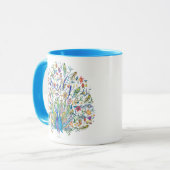 水色フローラクジャクパーソナライズされたコーヒーマグ マグカップ (正面左)