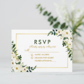水色フローラグリーンホワイトウェディングRSVP G 出欠カード (スタンド正面)