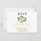 水色フローラグリーンホワイトウェディングRSVP GBG 出欠カード (正面)