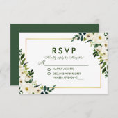 水色フローラグリーンホワイトウェディングRSVP GSB 出欠カード (正面/裏面)