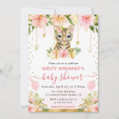 水色フローラジャングルタイガーベビーシャワー 招待状 (正面)