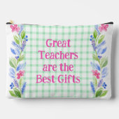 水色フローラチェック先生はギフトLGである アクセサリーポーチ (正面)